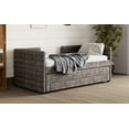 thumbnail image 4 of Twin Size Upholstered Daybed with Trundle and 3 Storage Drawers, Chenille Fabric Sofa Bed for Guest Room, Living Room, Space-Saving Modern Bed Frame, No Box Spring Needed, Gray, 4 of 9