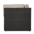 thumbnail image 6 of Keyston Outdoor 8 Piece Wicker Sofa Set with Cushions (6 Piece Sectional with Loveseat), Dark Brown, Beige, 6 of 9