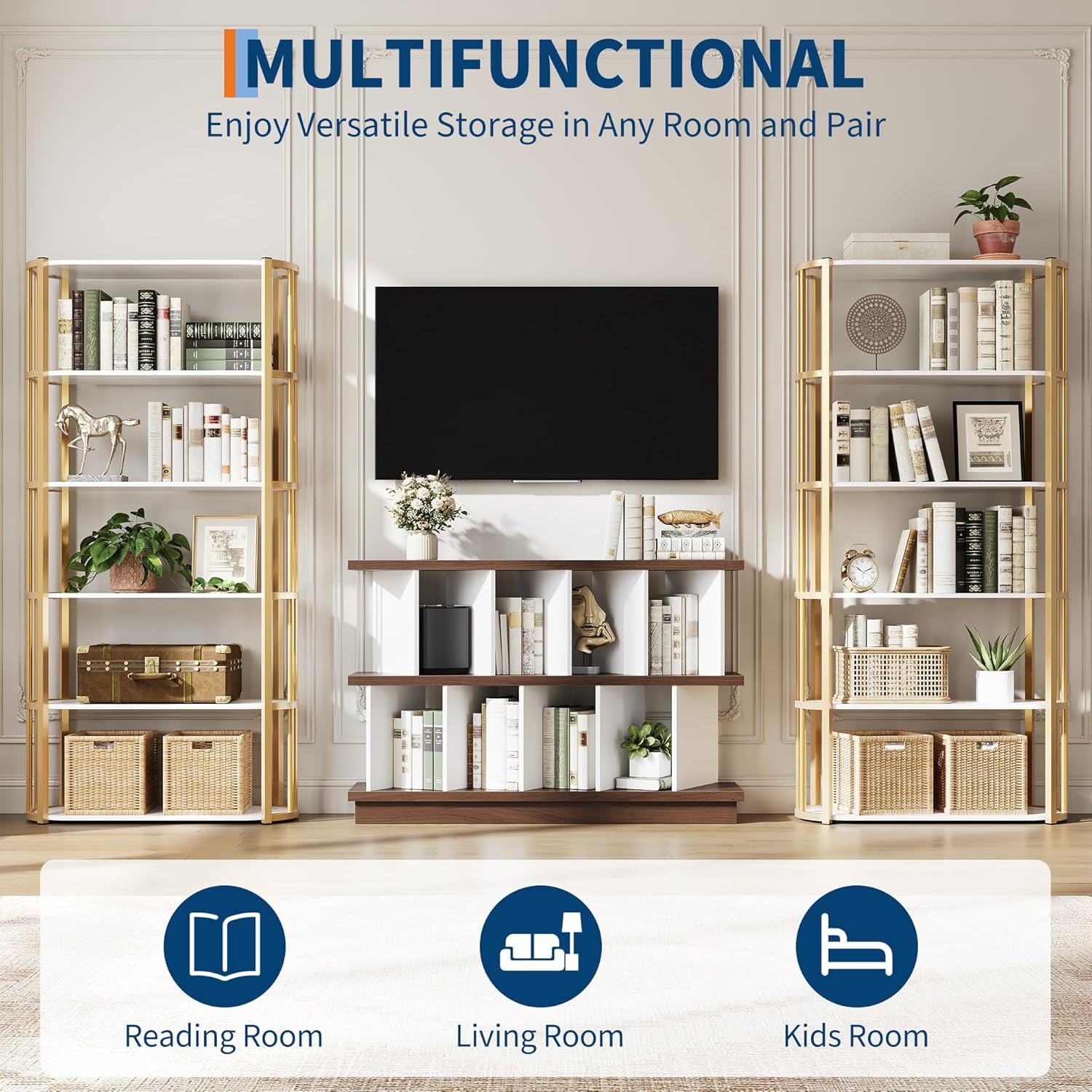 Memoryfield 8 Cube Storage Shelf Organizer, Display Storage Bookcase, Open Cube Bookshelf with 10 Removable Back Panels, for Living Room, Bedroom, White