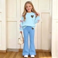 thumbnail image 2 of Enjoytime Fall Winter Girl Outfits Print Long Sleeve Bow Crew Neck Sweatshirt Flare Pants Two Piece Set Kids Matching Fashion Clothing Sets, 2 of 8