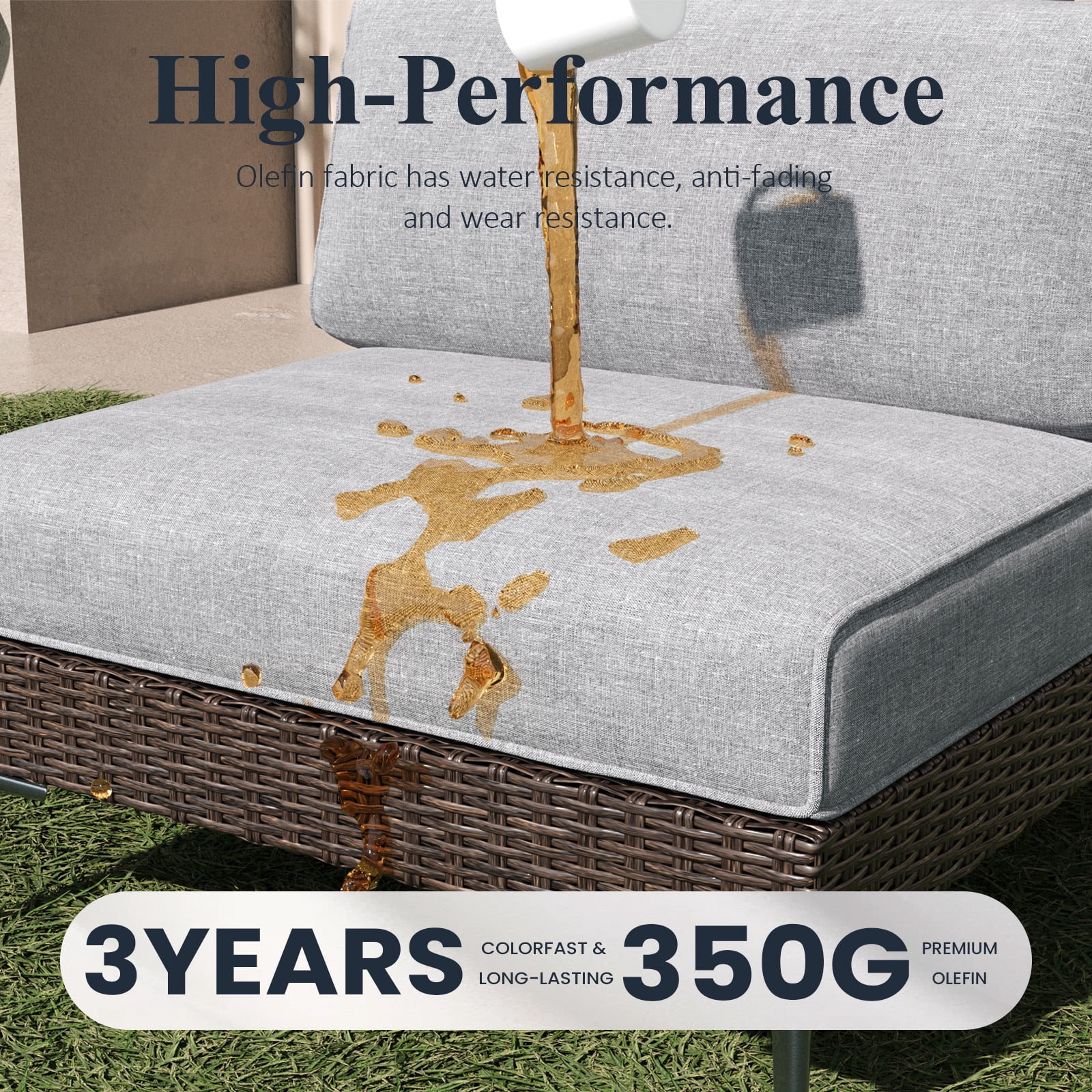 LayinSun 9-Piece Wicker Rattan Patio Furniture Set, Deep Seating Outdoor Modular Sectional Sofa Conversation Set with Thick Cushions for Lawn, Garden