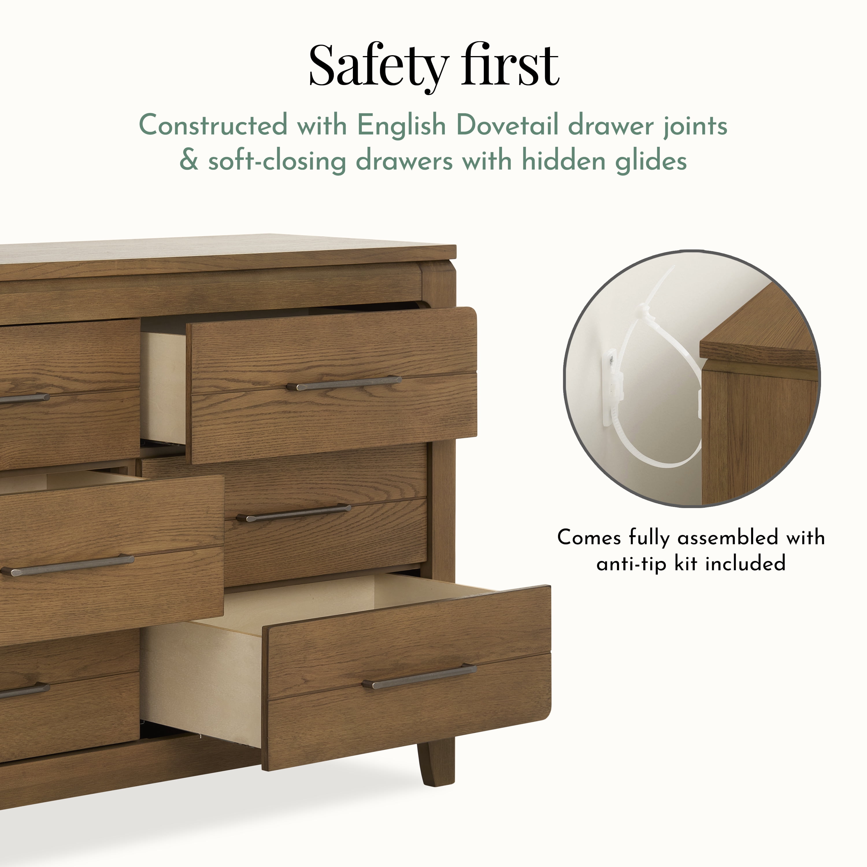 Evolur Oakley Double Dresser, Hickory