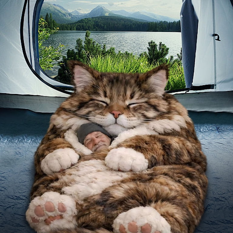 Giant Plush Cat Sleeping Bag, Realistic Furry Design for Ultimate