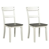 Signature Design by Ashley Nelling Modern Farmhouse Weathered Dining Chair, Set of 2, White & Dark Brown