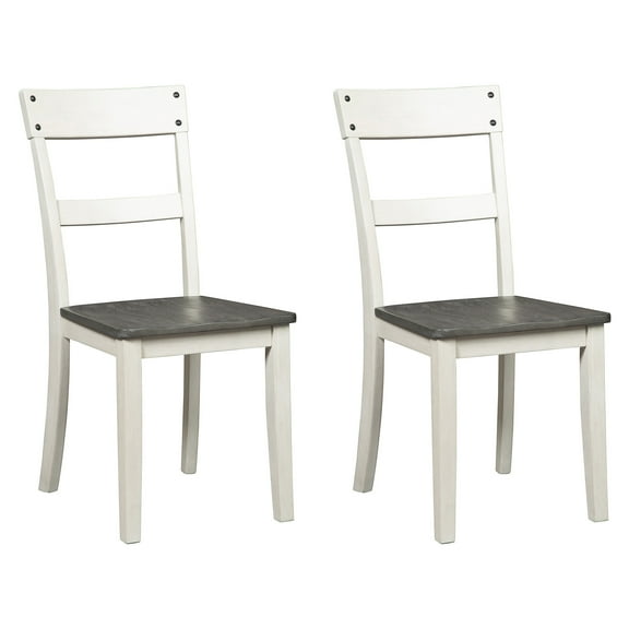Signature Design by Ashley Nelling Modern Farmhouse Weathered Dining Chair, Set of 2, White & Dark Brown