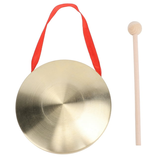 Gong Instrument, Tam Tam Gong Traditional Percussion Instrument Robust with Mallet and Red Hanging Ribbon for Parades Festivals Competitions