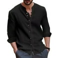 2025 New Men's Casual Blouse Cotton Linen Shirt Loose Tops Long Sleeve