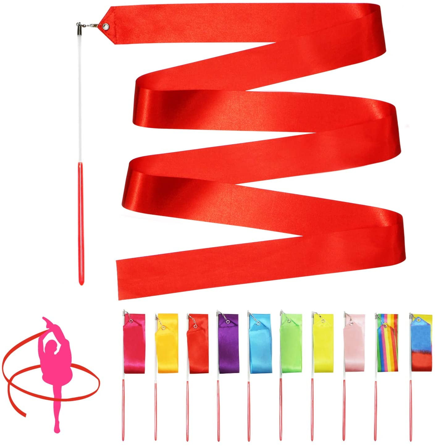 Novelty Place 10 Pieces Dance Ribbons Streamers - 6.6Ft Unisex Kids ...