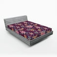 thumbnail image 2 of Ambesonne Vintage Fitted Sheet, Colorful Flowers Foliage, King Size, Cinnamon and Dark Lavender, 2 of 5