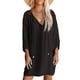 thumbnail image 5 of Vestido Corto Informal De Verano Vestido Corto Informal Mujer Vestido Con Cuello En V Encaje Mangas Tres Cuartos Cintura Suelta Verano Casual Vestido Corto Negro S ANGGREK Otros, 5 of 6