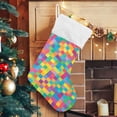 thumbnail image 5 of Coolnut 1 Pack Christmas Stockings 17.7 Inches Colourful Square Pixels Mosaic Tiles Large Size Xmas Cable Stocking Gifts & Decorations for Family Holiday Xmas Party, 5 of 6