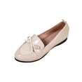 thumbnail image 2 of Miluxas Women's Trendy Patent Leather Comfort Casual Closed Round Toe Slip On Bow-Knot Dress Flat Loafers Pump Shoes with Tassal Beige 7.5(40), 2 of 9