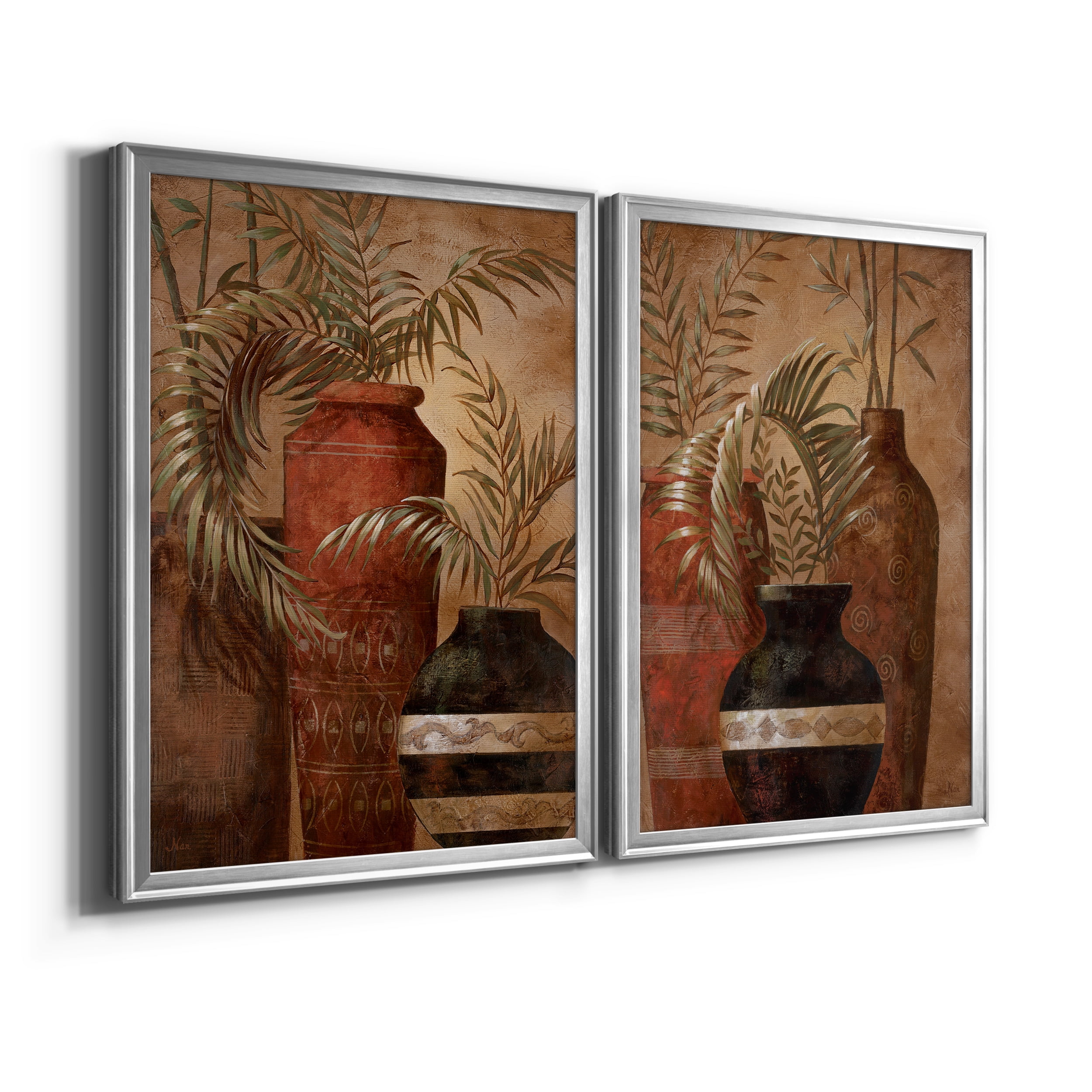 2 Piece Set Exotic Vacation I Premium Framed Canvas - Ready to Hang - 18.5 x 24.5 Each - Silver Frame
