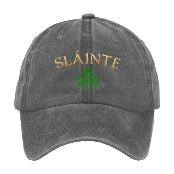 BRICH St. Patrick’s Day Shamrock Baseball Cap Distressed Embroidered Hat Irish Casual Cap for Everyday Wear 07-Grey One Size
