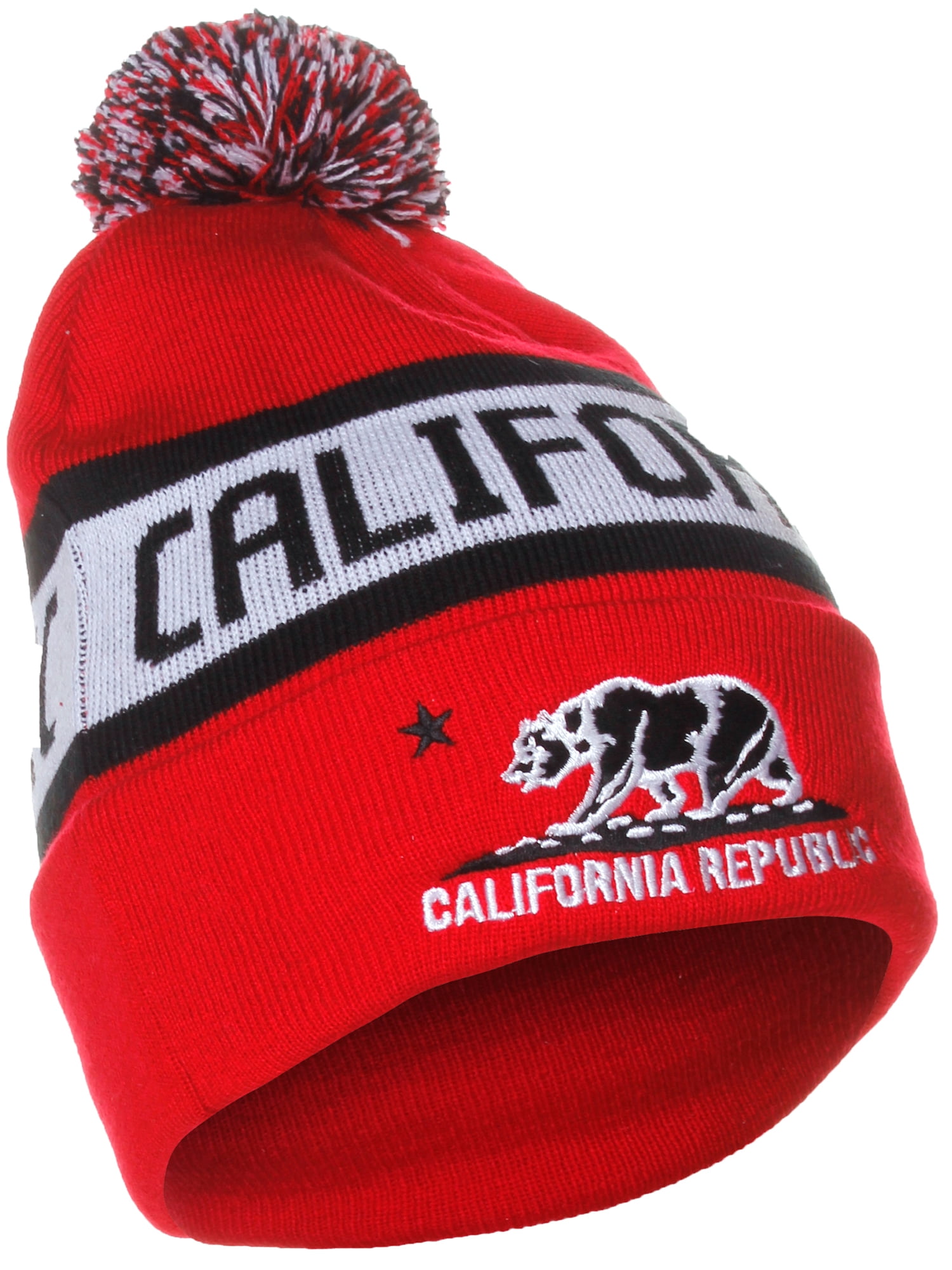 Cali Bear Beanie Plain Knit Ski Skull Hat  Cuff Winter  Men Women Unisex Cap 