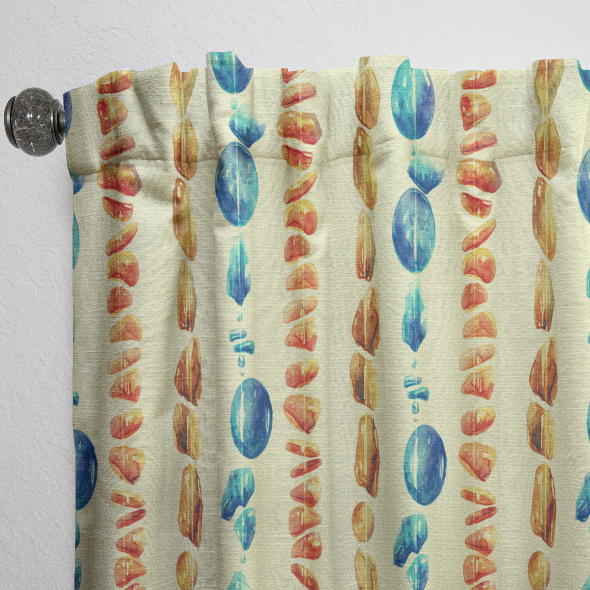 Designart 'Natural Semiprecious Stones Of Beads' Bohemian & Eclectic Curtain Panel