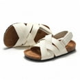 thumbnail image 6 of eileial Girls Boys Sandals with Cork Footbed Adjustable Buckle Summer Open Toes Flat for Kids Toddler,White 1.5, 6 of 6