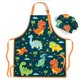 thumbnail image 1 of Delantal SANDJEST Dinosaur Kid para niños con bolsillo y gorro de chef, 1 of 7