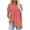 thumbnail image 2 of QUNYINEY Solid Womens Summer Tops V Neck Peplum Casual Short Sleeve Shirts Loose Pleated Shirts for Women, 2 of 8