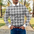 thumbnail image 3 of Camisas Para Hombre Camisa de manga larga con botón de solapa y estampado a cuadros informal para hombre (White, M), 3 of 5