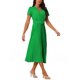 thumbnail image 4 of Vestido midi plisado fluido de manga corta envolvente con cinturón para mujer INSPIRE CHIC 2024 en verde M, 4 of 6