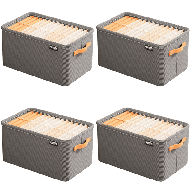 4uds. Organizador de sujetadores, caja de almacenamiento plegable para pantalones vaqueros, almacenamiento doméstico de tela (gris XL)