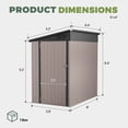 thumbnail image 2 of BaPiPro 6x4 ft Outdoor Metal Storage Shed, Lean-To Shed with Lockable Door, Garden Tool Shed for Patio, Backyards, Brown, 2 of 8