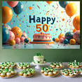 thumbnail image 7 of LUUFILx 50th Birthday Celebration Backdrop Decoration Cake Balloon Banner Party Supplies Photography Props Happy Birthday Background Decors, 7 of 7
