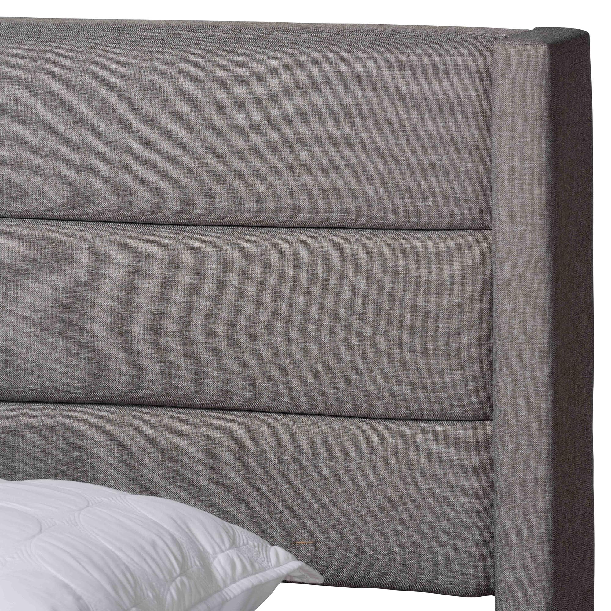 Baxton Studio Braylon Mid-Century Modern Transitional Light Grey Fabric and Dark Brown Finished Wood Queen Size 3-Drawer Storage Platform Bed