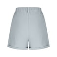 thumbnail image 6 of Running Shorts Womens with Pockets Casual Solid Color Pleated Hot Pants Lounge High Waist Athletic Hotpants Summer Yoga Gym Cotton Linen Shorts Elastic Waist Tracksuit Bottoms, 6 of 7