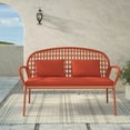 thumbnail image 4 of Grand Patio Retro Style Red Cotton Rope Woven Backrest Bench with Pillows, Full Iron Frame for Indoor & Outdoor Parks, 4 of 9