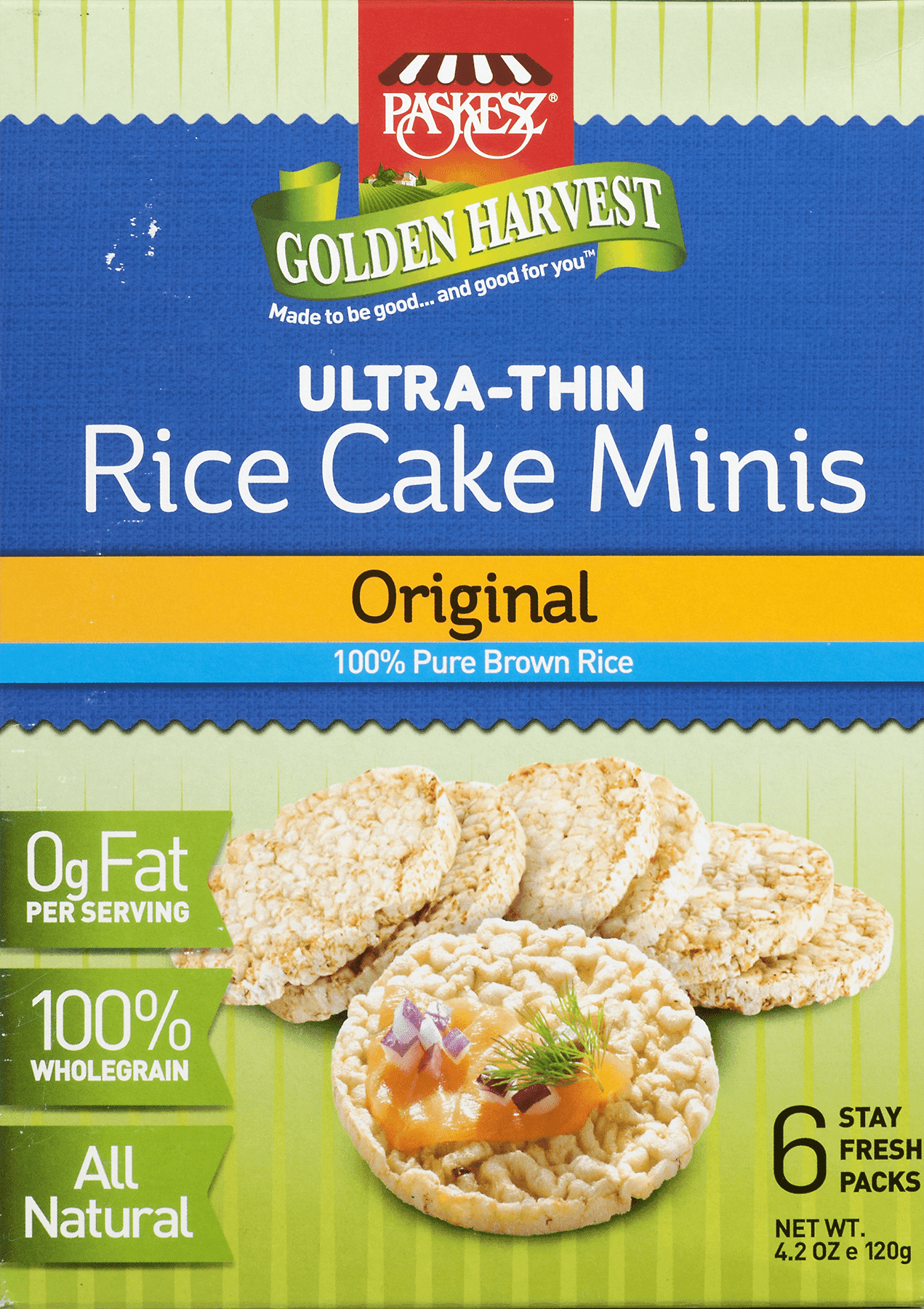 Paskesz Golden Harvest Rice Cake Minis Original Packs - 6 CT