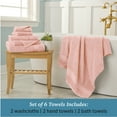 thumbnail image 6 of WelHome 100% Cotton 6-Piece Ultra SOFT TWIST Towel Set, 600 GSM, 2 Bath Towels 30" x 54", 2 Hand Towels, 2 Washcloths, Highly Absorbent, Bathroom Towel For Everyday Use, Blush Pink, 6 of 10