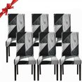 thumbnail image 1 of 6-Pack Stretch Dining Chair Covers (Geometric Black, 6-Pack), Uni, 1 of 5