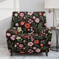 thumbnail image 2 of Renewold Pink Floral Black Reclining Sofa Cover Breathable Couch Chair Cover 4 Pieces Stretch Recliner Chair Cover Stay in Place Lazy Boy Chair Slipcover Home Decor, 2 of 8