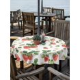thumbnail image 2 of Outdoor Tablecloth with Umbrella Hole for Patio/Picnic/Party/Camping, Strawberry Waterproof Table Cloth Round Cover Washable, Fruits Green Palm Leaves Red Watercolor (Dia 60"), 2 of 9