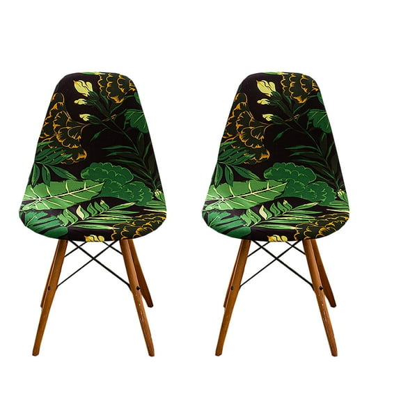 Shell Chair Covers Printed,Mid Century Modern Stretch Chair Slipcover Removable Washable Non-slip Soft Spandex Armless Chair Protector for Living Room Bedroom Kitchen-2 Pcs-A