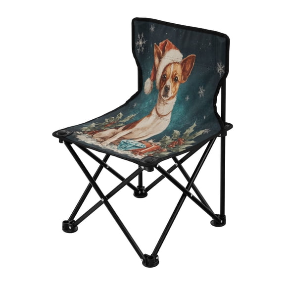 Outdoor Folding Chair 14.46x14.46x22.83 Inches, Camping Folding Chair Easy to Carry Ideal for Outdoor Picnics Camping Park Fishing Warm Christmas Orange Dog