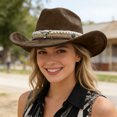 thumbnail image 2 of OJSFQUFP Cowboy Hat for Women and Men with Shapeable Wide Brim Cattleman Western Hats for Cowboys, 2 of 6