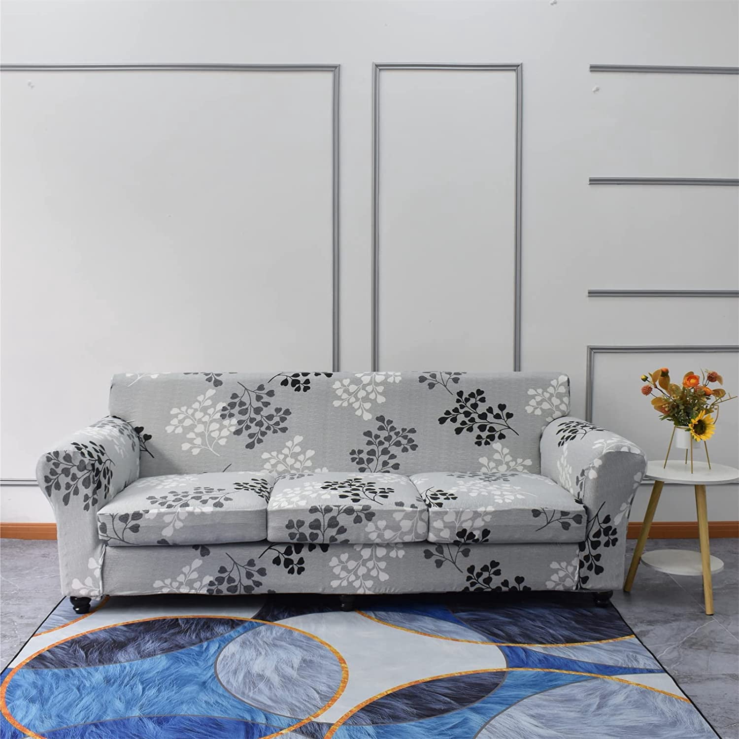 CHUNTIAN 2 Piece Chair Covers Printed Sofa Covers Couch Covers Washable Armchair Sofa Couch Slipcover Furniture Protector with Elastic Bottom for Living Room (Armchair, 20), Small