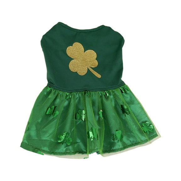 FYTPOV Pet Dress Dog Clothes, St.Patrick's Day Dress Up Tutu for Small Dog Puppy, Creative Shamrock Pet Costume for Party, XL