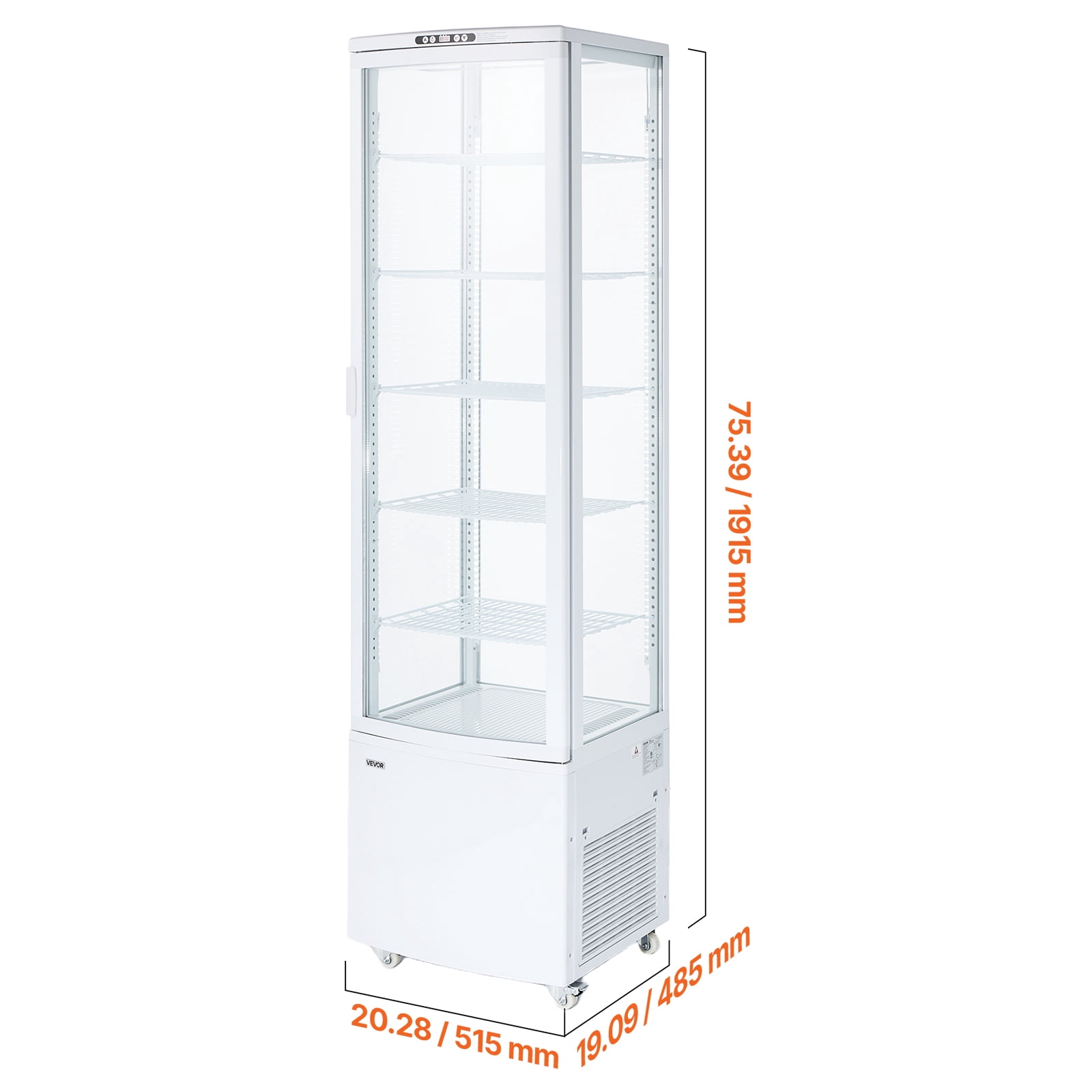 VEVOR Refrigerated Display Case, 9.8 Cu.Ft./278L Large Pastry Display Case, 5-Tier Commercial Cake Refrigerator with LED Lighting, TURBO Cooling, Frost-Free Air-Cooling, for Bakery, Dessert Shop