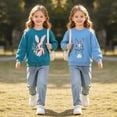 thumbnail image 2 of DOZINSIX 2 Pack Toddler Girls Crewneck Sweatshirts Kids Cotton Cute Embroidered Long Sleeve Fall Winter Pullover Tops, 2 of 9