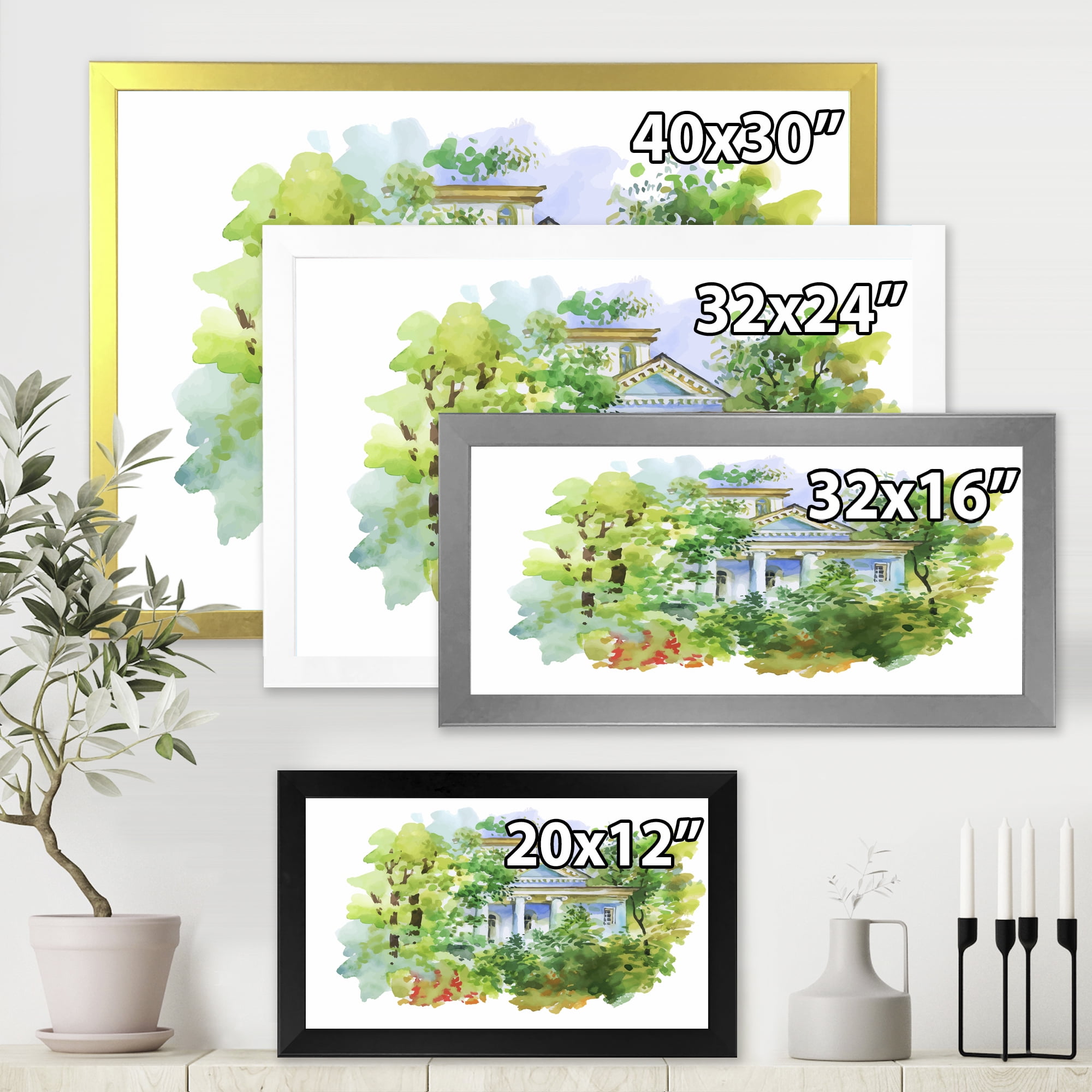Designart 'White House In The Green Woods' Traditional Framed Art Print