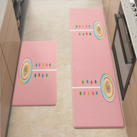 

Anti Fatigue Kitchen Mat Lollipop Pink Candy Kitchen Rugs Non Slip Cushioned Standing Mat for Sink Floor Laundry Office Desk Mid 17.3 x 29