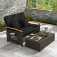 thumbnail image 1 of Costway Patio Rattan Daybed Set with Cushioned Loveseat & Storage Ottoman for Porch Black, 1 of 10