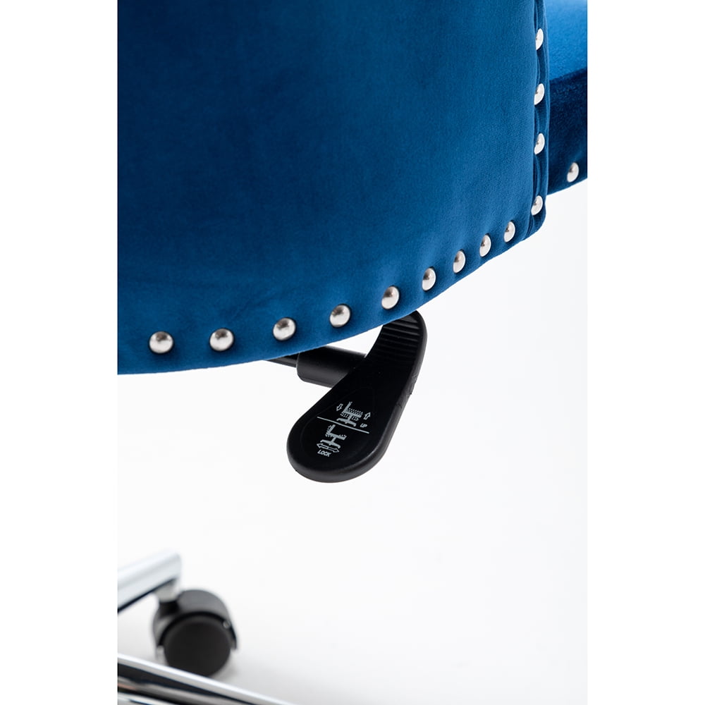Kepooman Velvet Office Chair, Adjustable Rotatable Home Dressing Chair with Backrest and Wheels, Blue Kepooman Velvet Office Chair, Adjustable Rotatable Home Dressing Chair with Backrest and Wheels, Blue