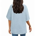 thumbnail image 7 of UAMVSH Plus Size Cotton Linen Shirts for Women Soft Solid Color Pullover Blouses Casual Half Sleeve Lapel V-Neck Loose Fit Tops(Large,Light Blue), 7 of 7