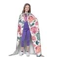 thumbnail image 4 of Honeii Flower Leaves Print Poncho Cape, Cloak Coat, Snuggly Hooded Wearable Blanket, Hooded Cape For Teenagers,Halloween Costumes-Small, 4 of 7