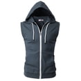 thumbnail image 3 of H2H Mens Casual Slim Fit Zip-up Hoodie Vest Lightweight Sleeveless Hooded (CMOHOSL08), 3 of 6